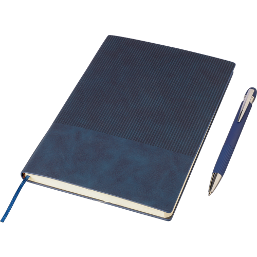 Recycled PU notebook with ballpen gift set (approx. A5)