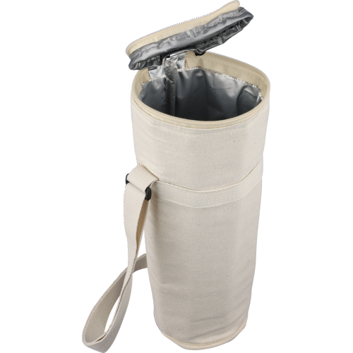 Recycled cotton cooler bag for one bottle. (270gsm/7.96oz)