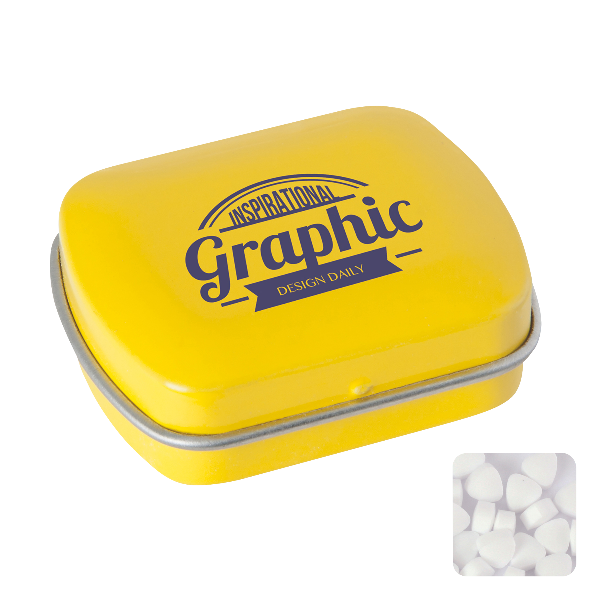 Picture of Small flat hinged tin with sugar free mints