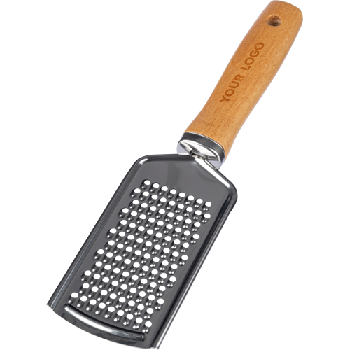 Steel grater with wooden handle