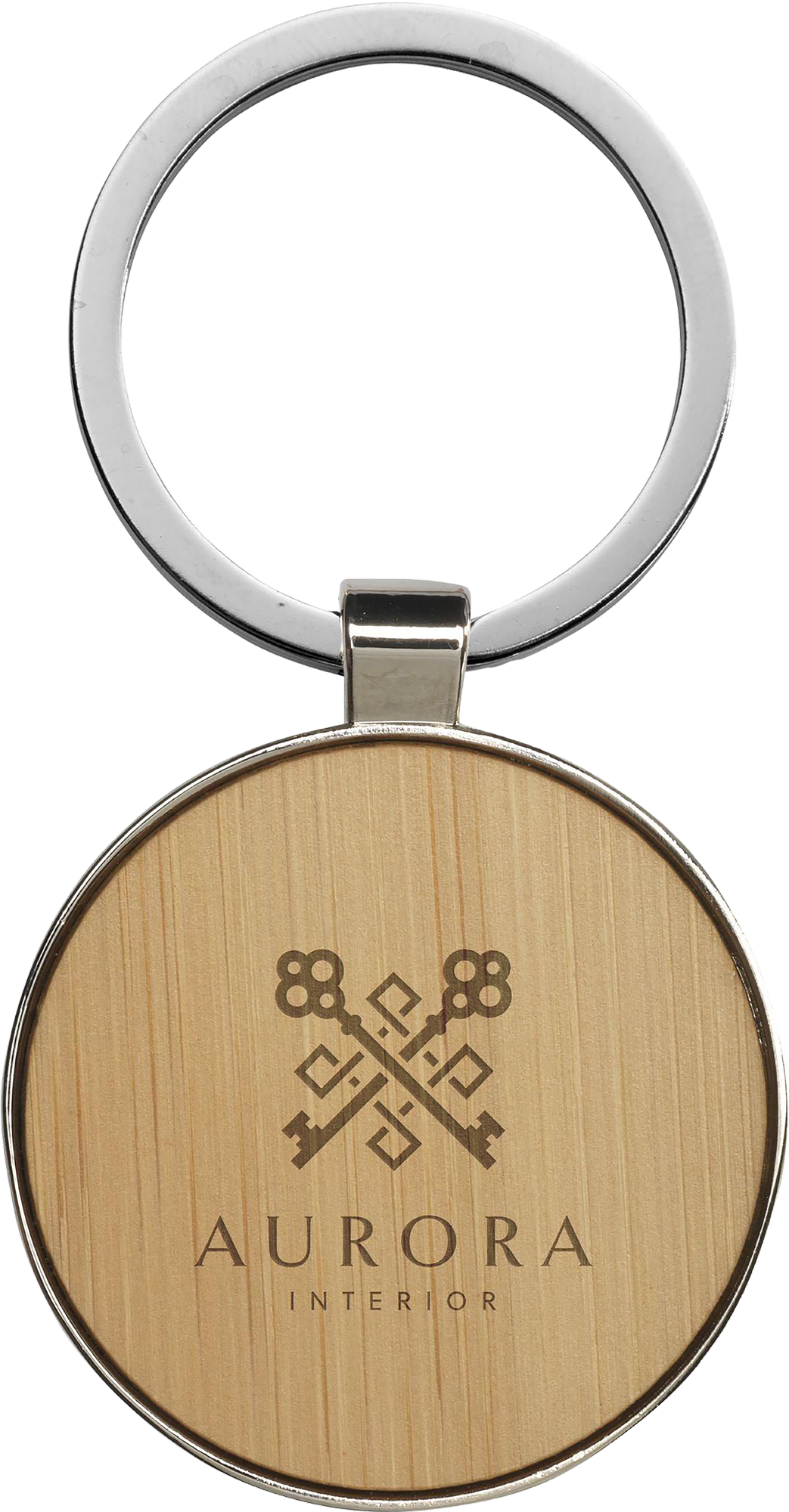 Picture of Round bamboo and metal keyring