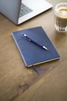 Recycled PU notebook with ballpen gift set (approx. A5) 1274009_005 (Blue)