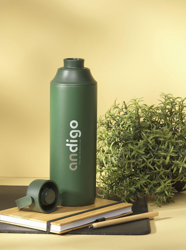 Recycled stainless steel double walled bottle (600ml) 262502_004 (Green)