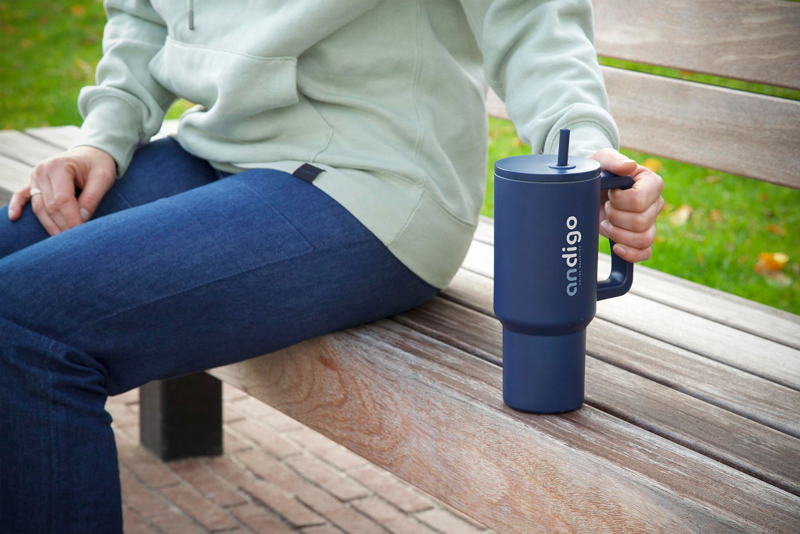 Recycled stainless steel bottle (900 ml) 261727_536 (Navy)