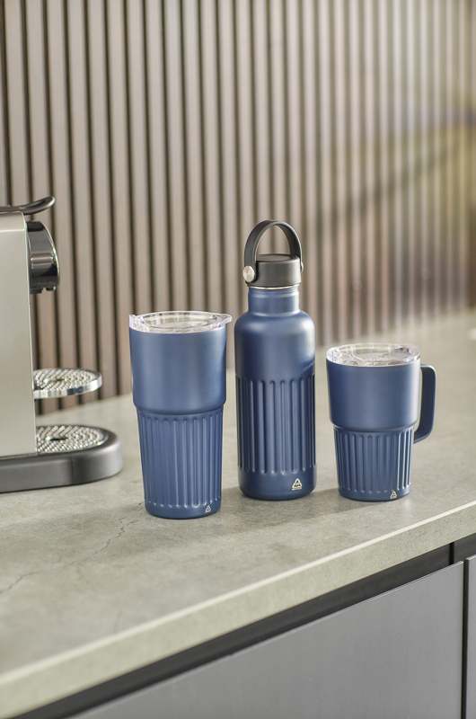 Recycled stainless steel double walled drinking mug (500ml) 1267378_005 (Blue)