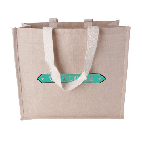 Canvas shopper with woven handles