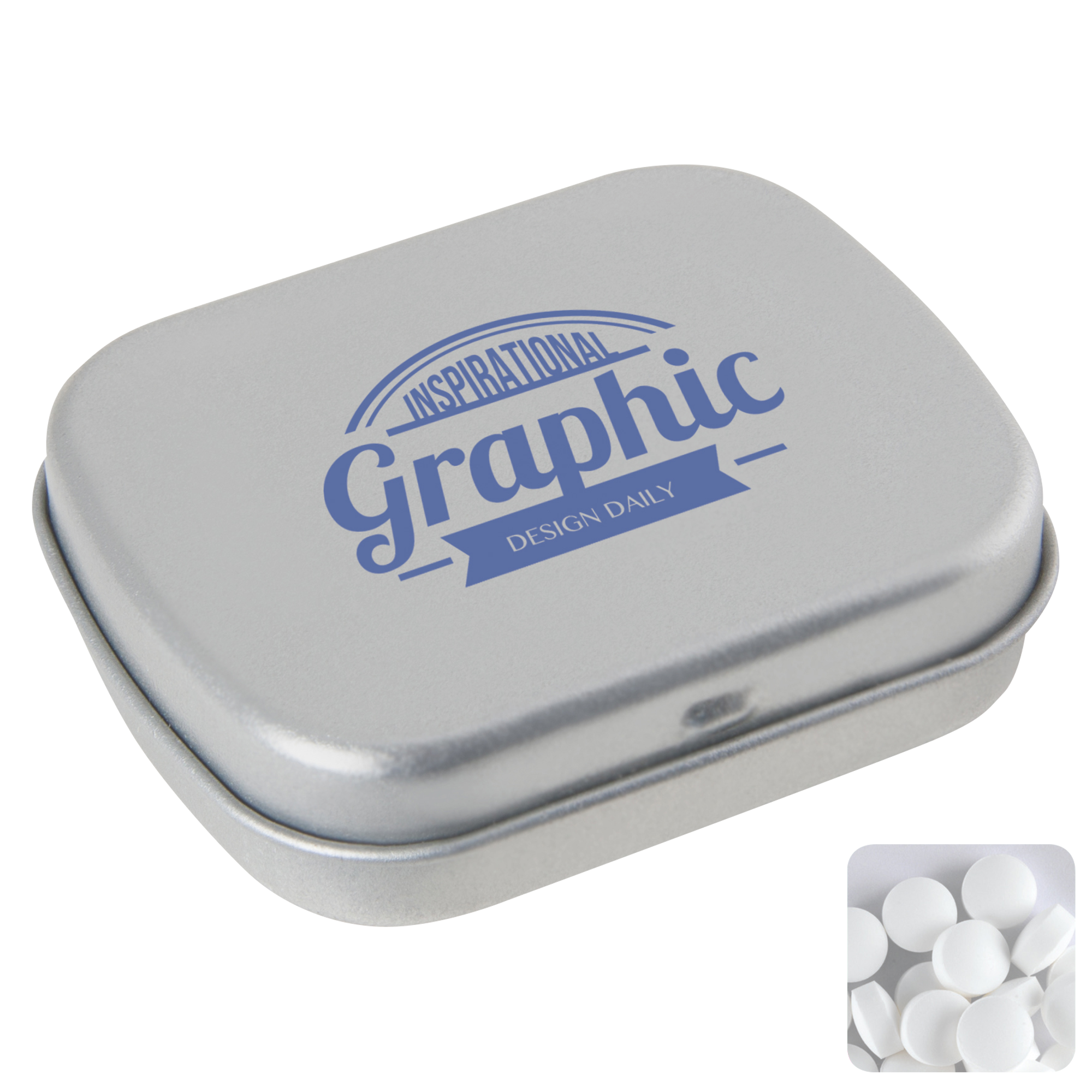 Picture of Flat hinged tin with dextrose mints