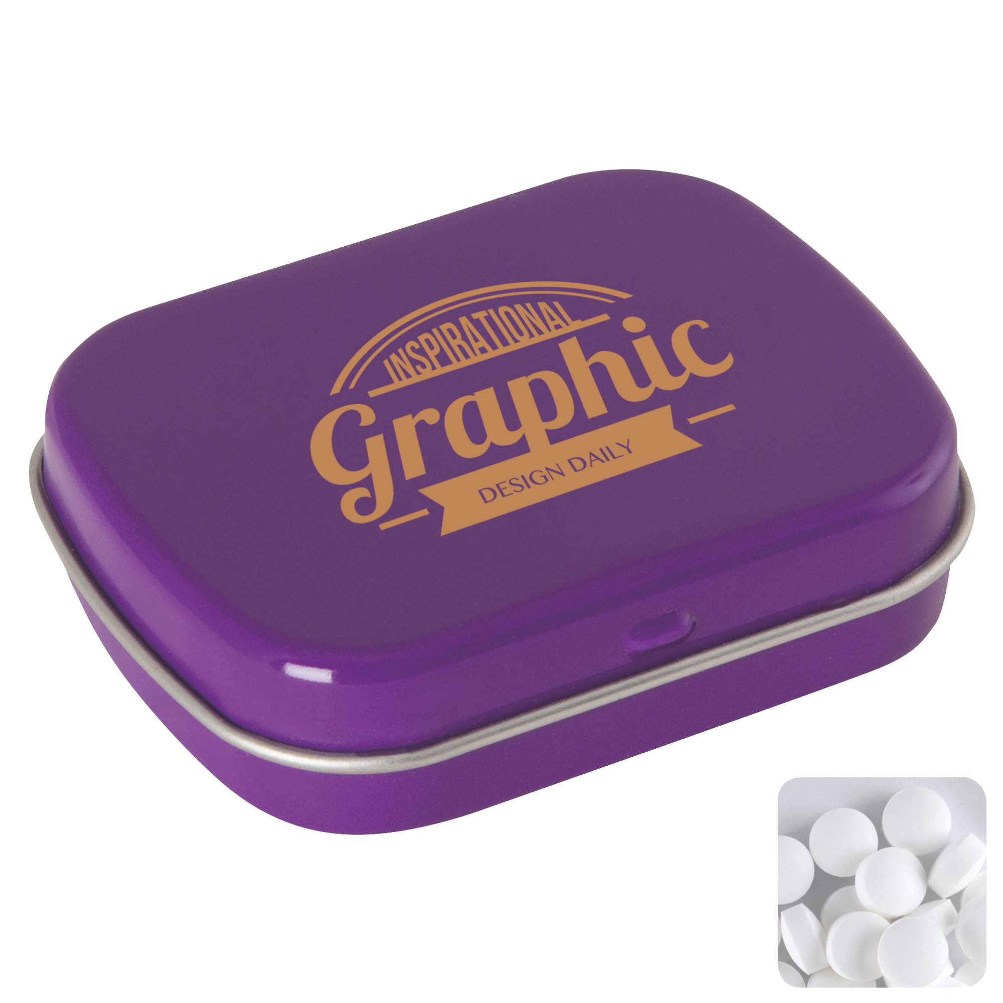 Picture of Flat hinged tin with dextrose mints