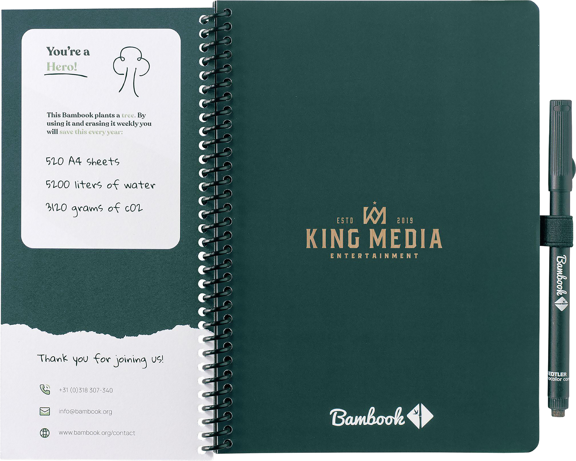 Picture of Bambook notebook with dot grid paper & pen loop (approx. A5)