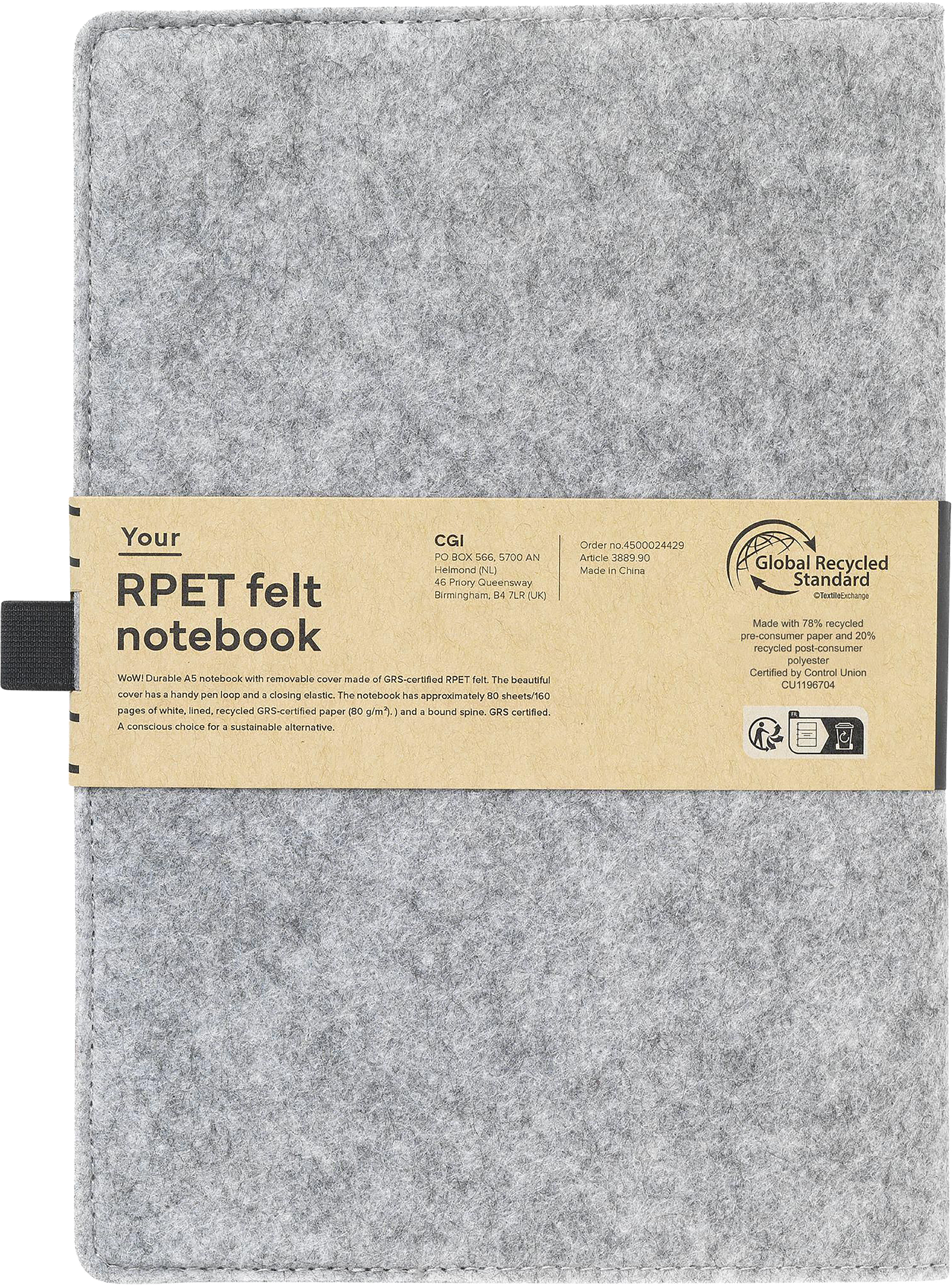 Picture of RPET felt notebook (approx A5)