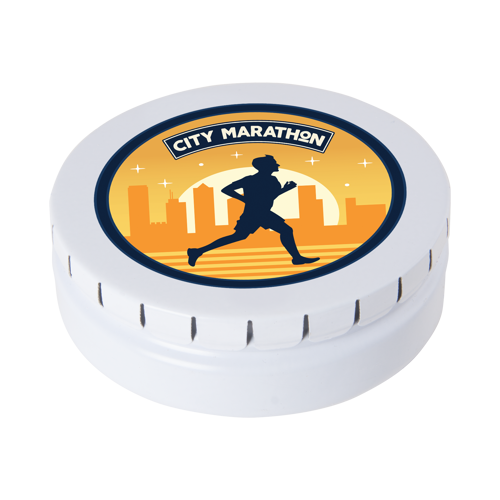 Large round click tin with dextrose mints