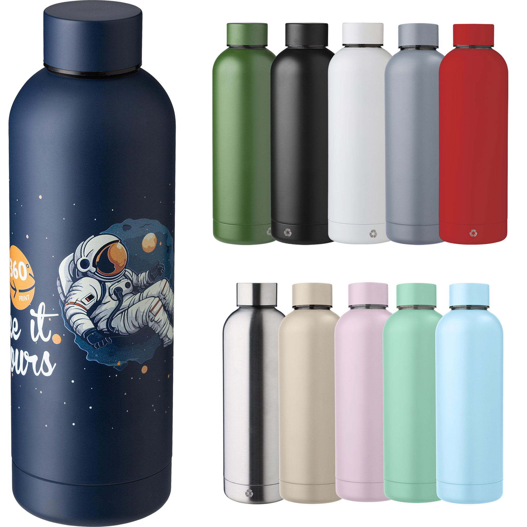 Recycled stainless steel double walled bottle (500ml)