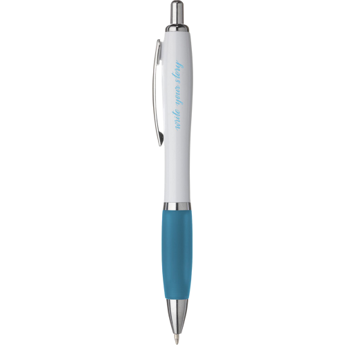White pen with coloured grip