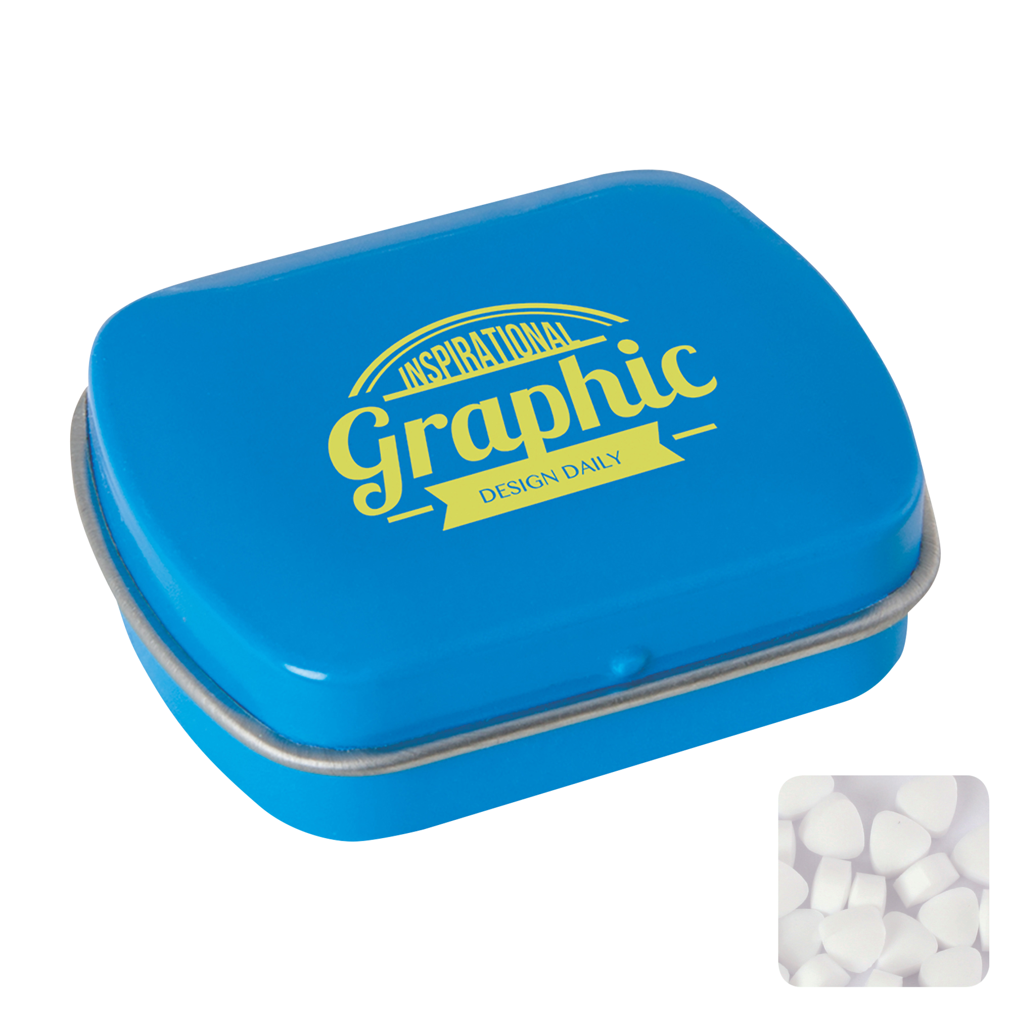 Picture of Small flat hinged tin with sugar free mints