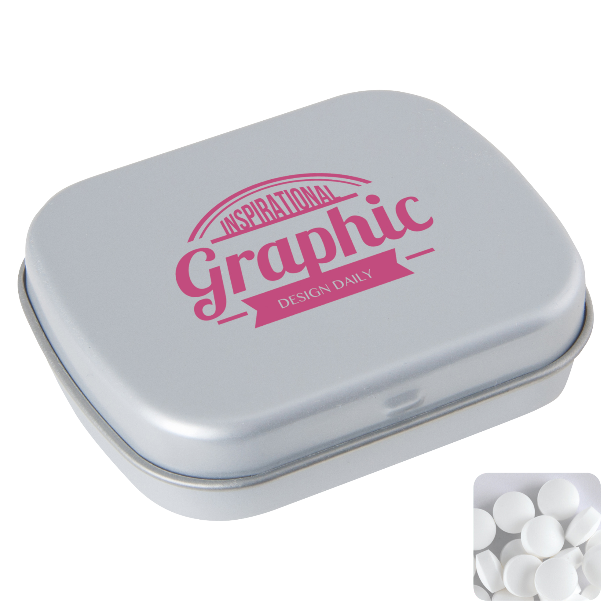 Picture of Flat hinged tin with dextrose mints
