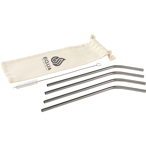 Stainless steel straw set