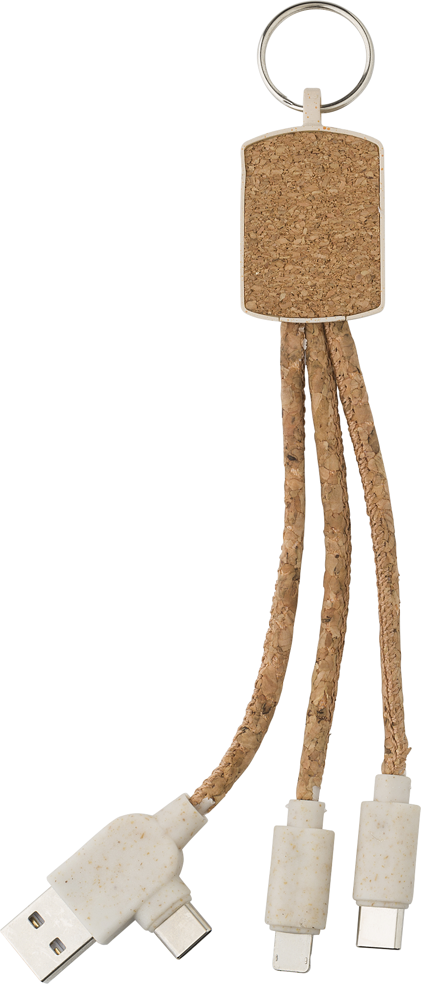 Picture of Stainless steel keyring with charging cables