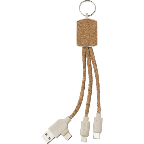 Stainless steel keyring with charging cables