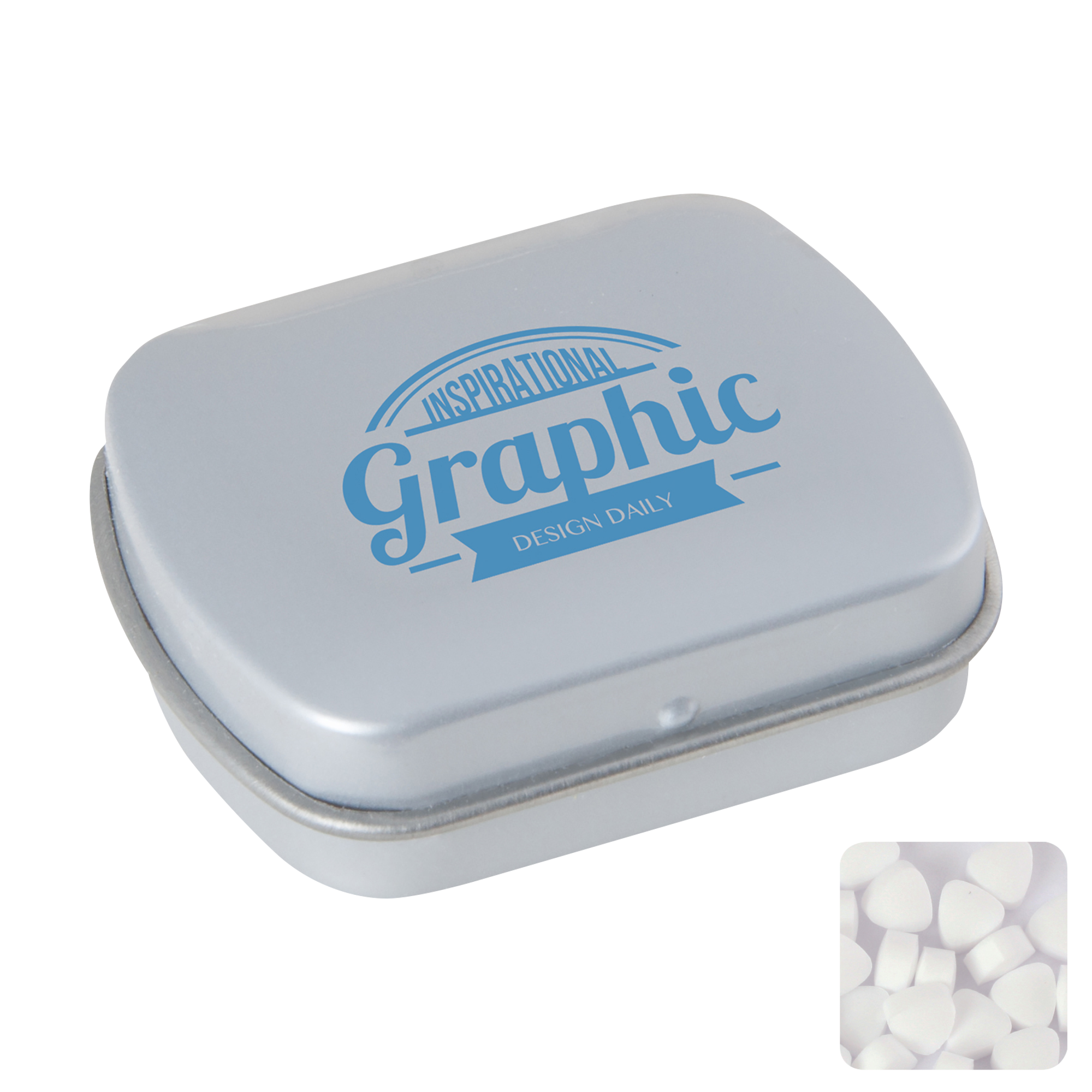Picture of Small flat hinged tin with sugar free mints