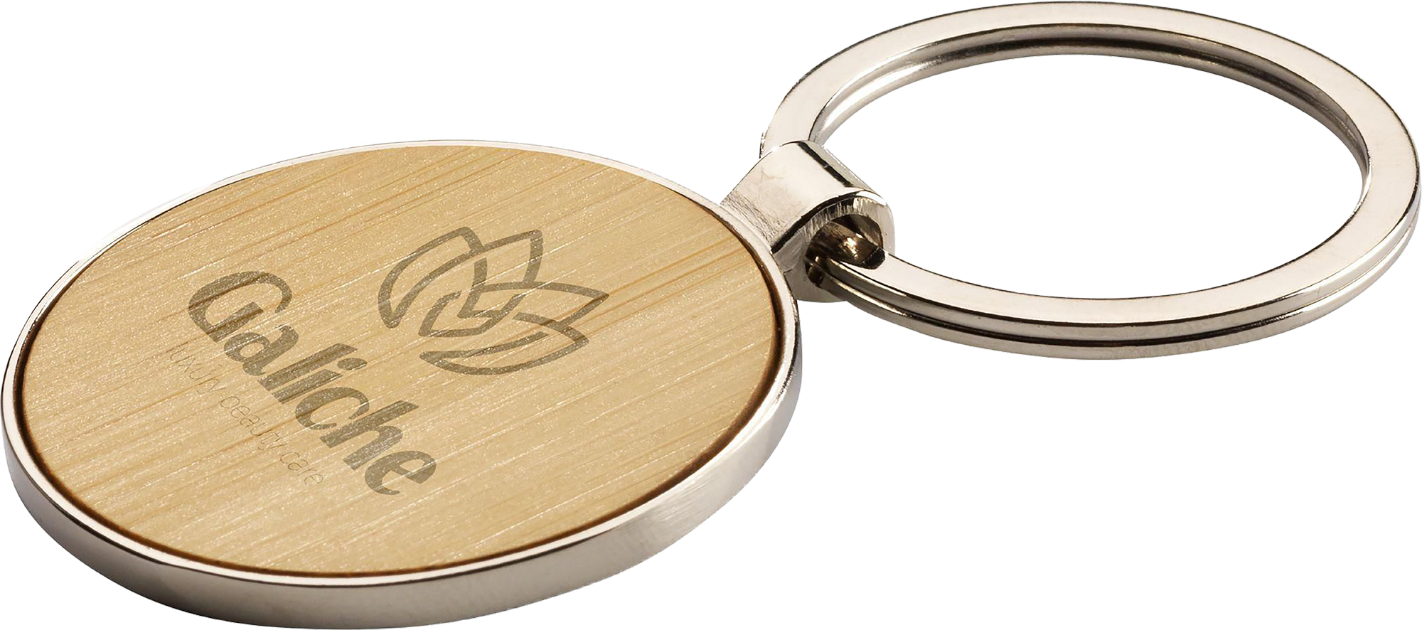 Picture of Round bamboo and metal keyring