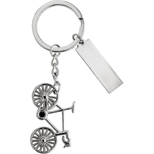 Bike nickel plated keyring