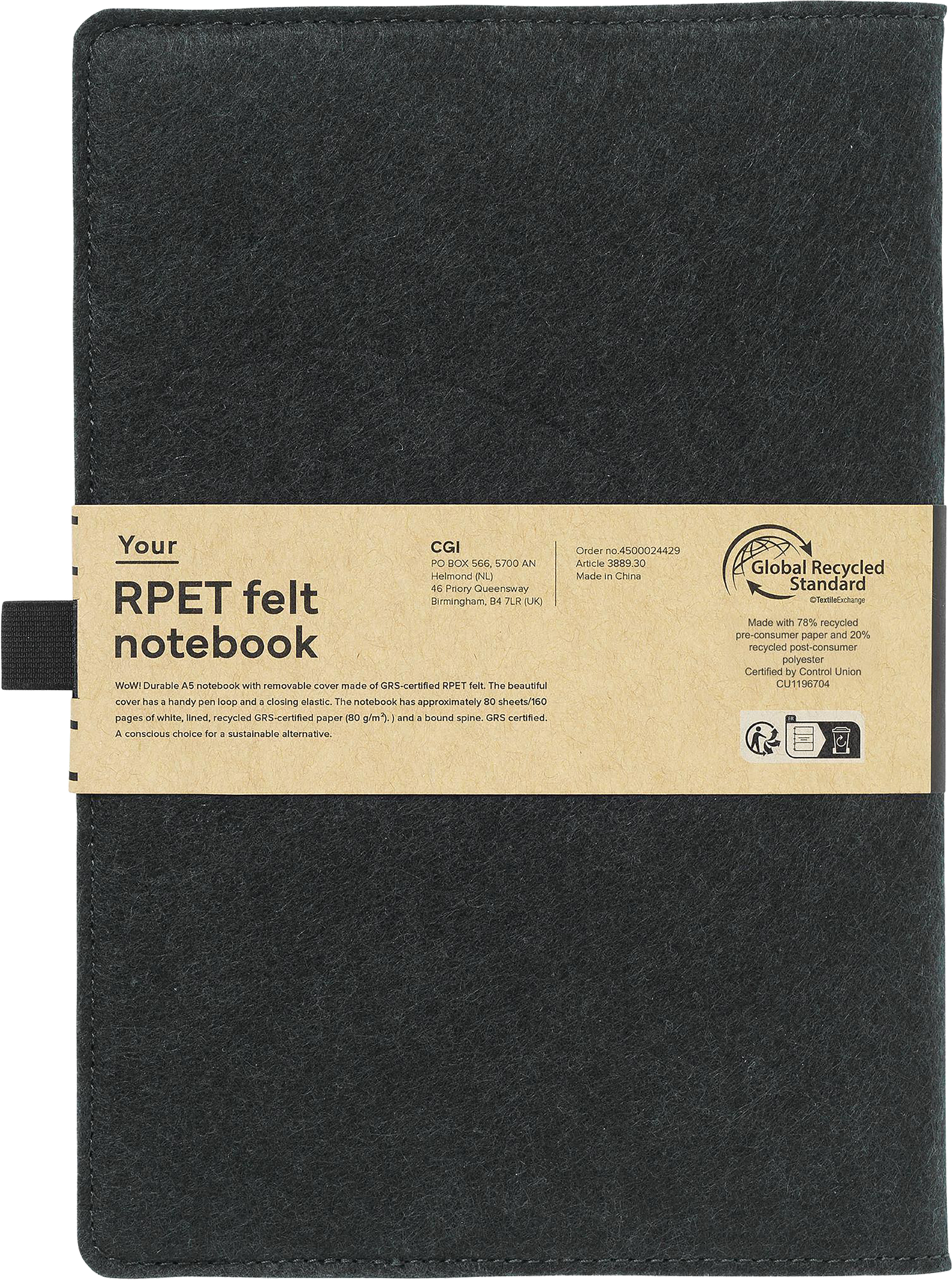 Picture of RPET felt notebook (approx A5)