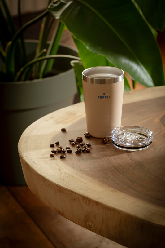 Recycled stainless steel travel mug (380ml) 262327_357 (Beige)