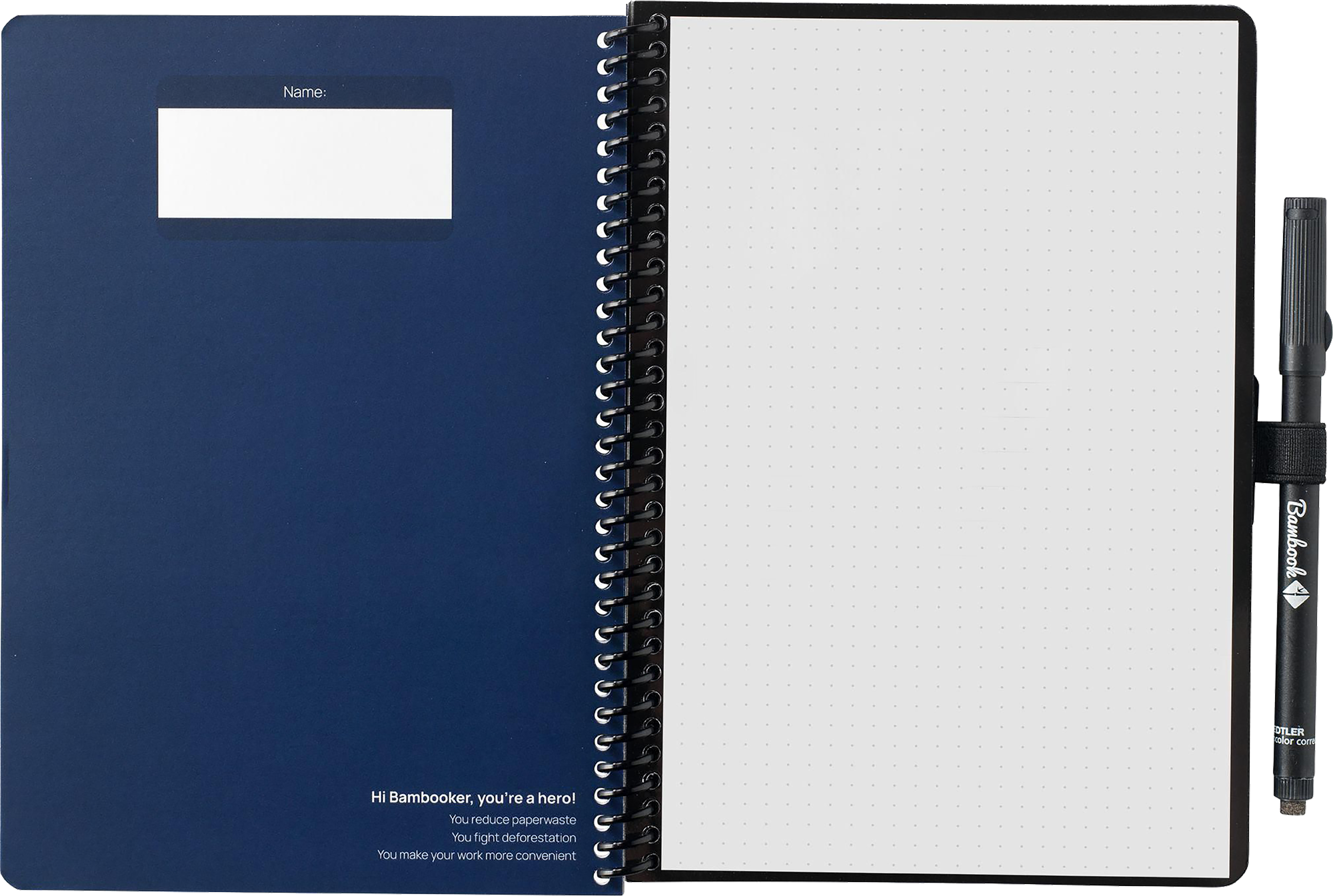 Picture of Bambook notebook with dot grid paper & pen loop (approx. A5)