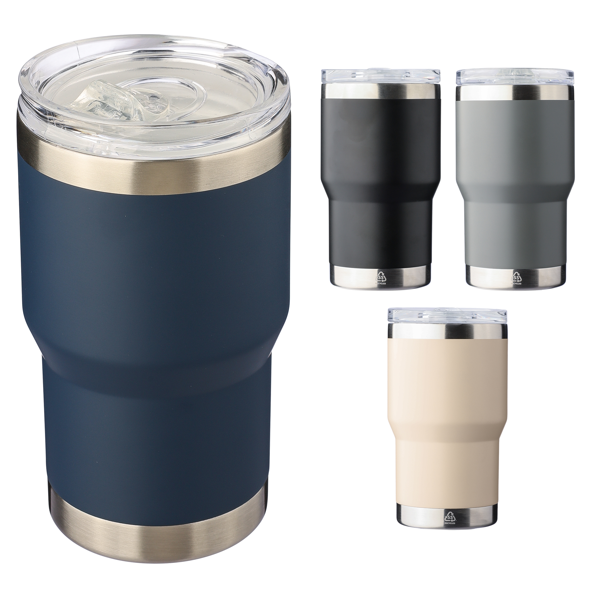 Recycled double walled travel mug with ceramic interior (350ml)