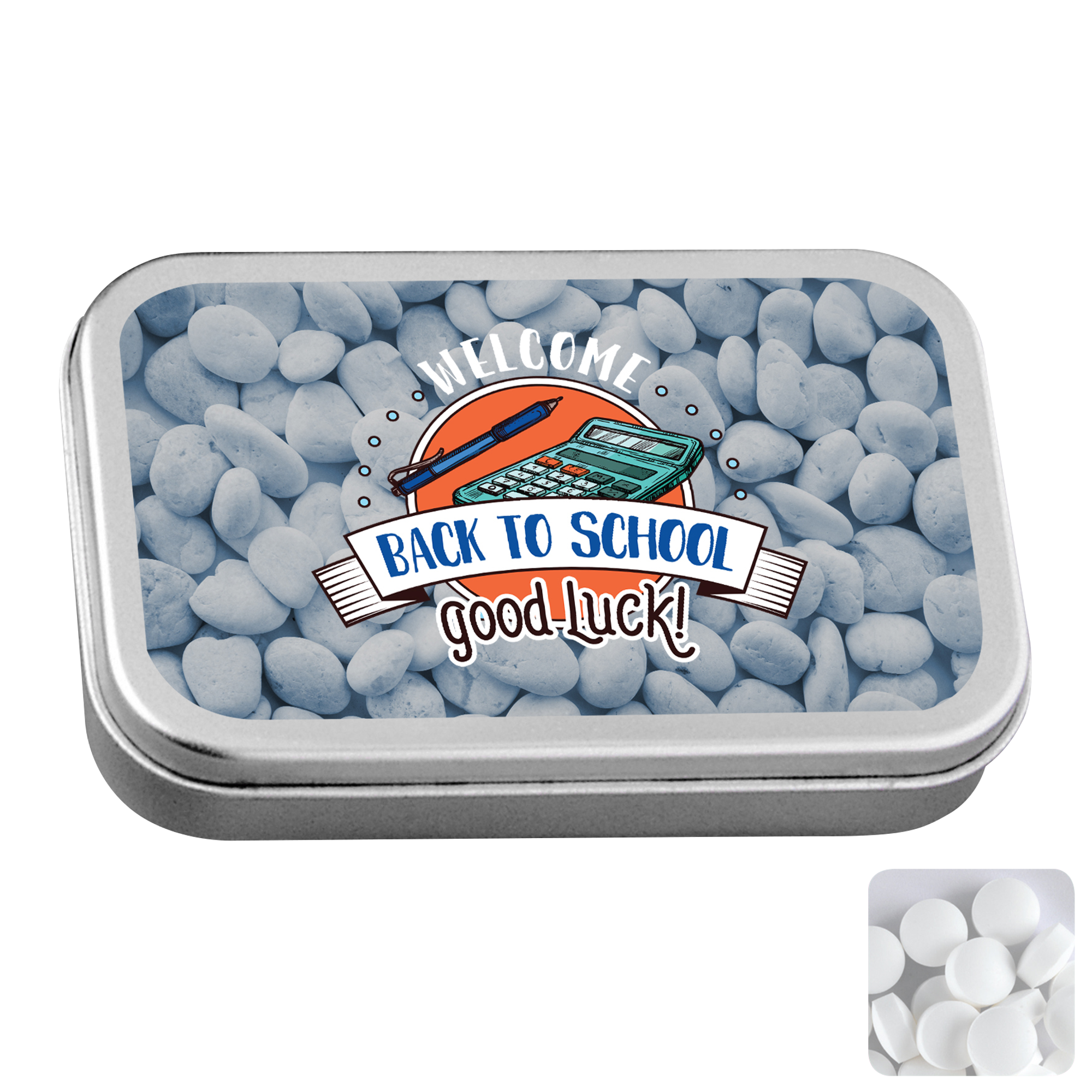 Picture of Large flat hinged tin with dextrose mints