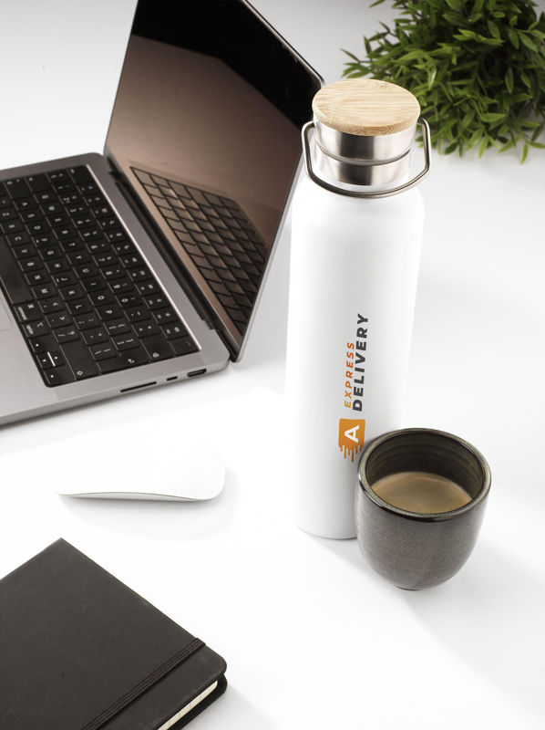 Double walled recycled stainless steel bottle (750ml) 262357_002 (White)