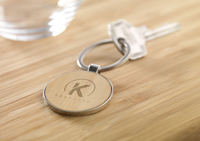 Round bamboo and metal keyring 261365_823 (Bamboo)