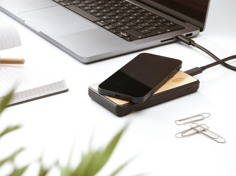 Recycled ABS & bamboo wireless power bank (10,000mAh) 262334_001 (Black)