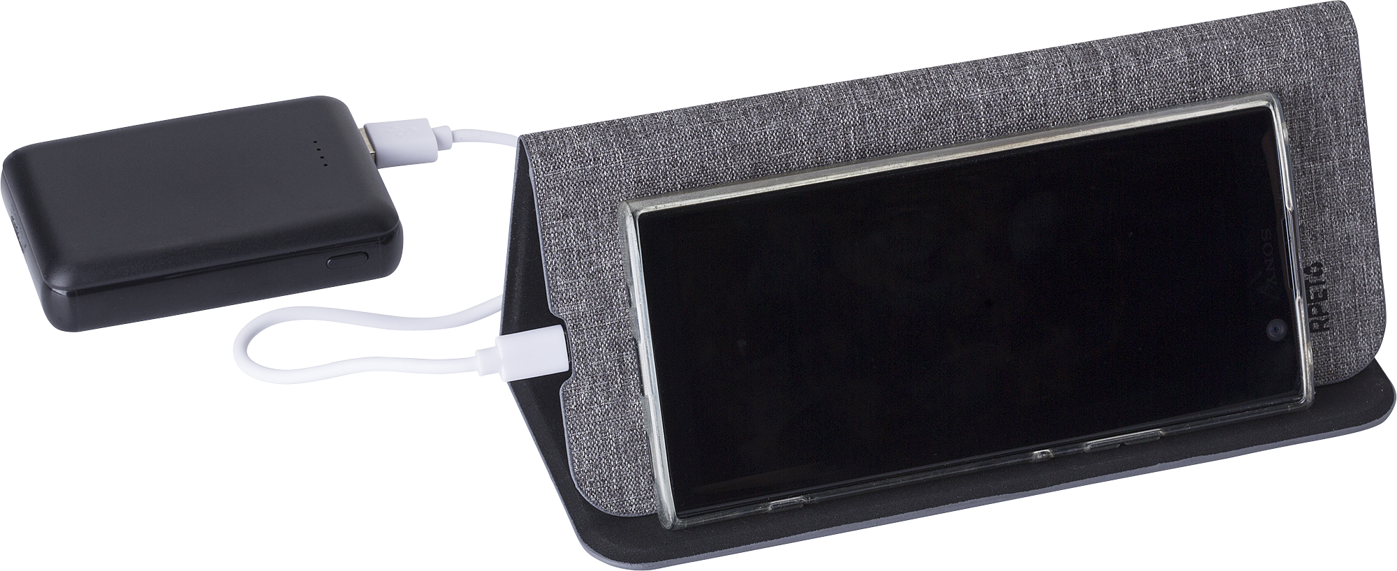 Picture of RPET wireless charger mouse mat/phone stand