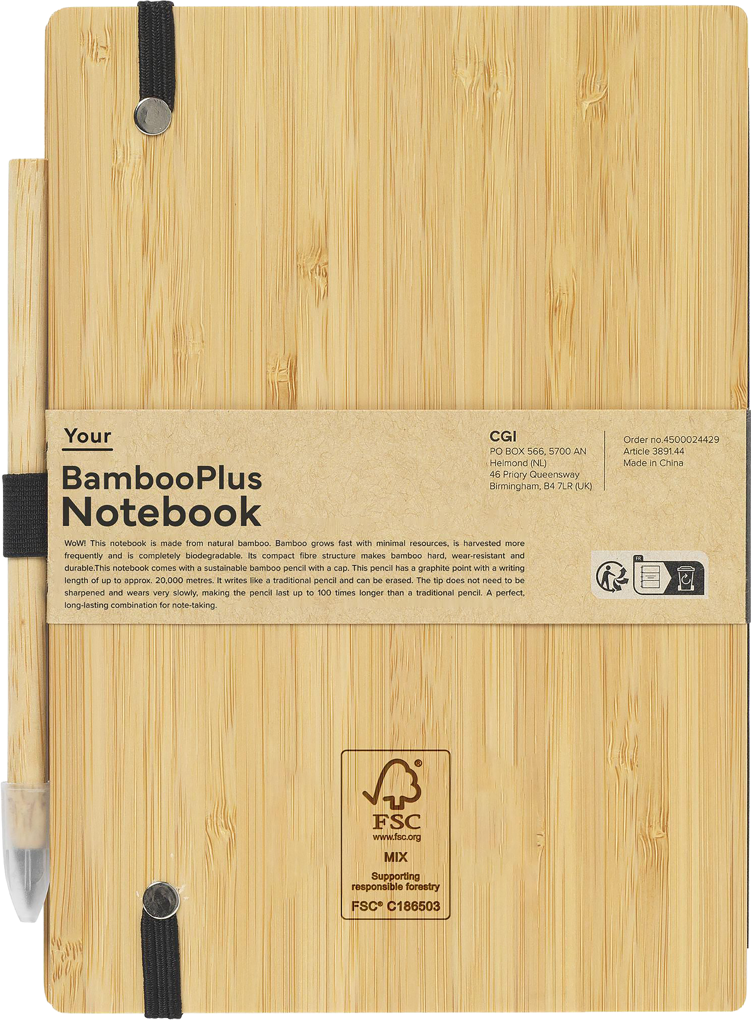 Picture of Bamboo notebook with inkless pen (approx A5)