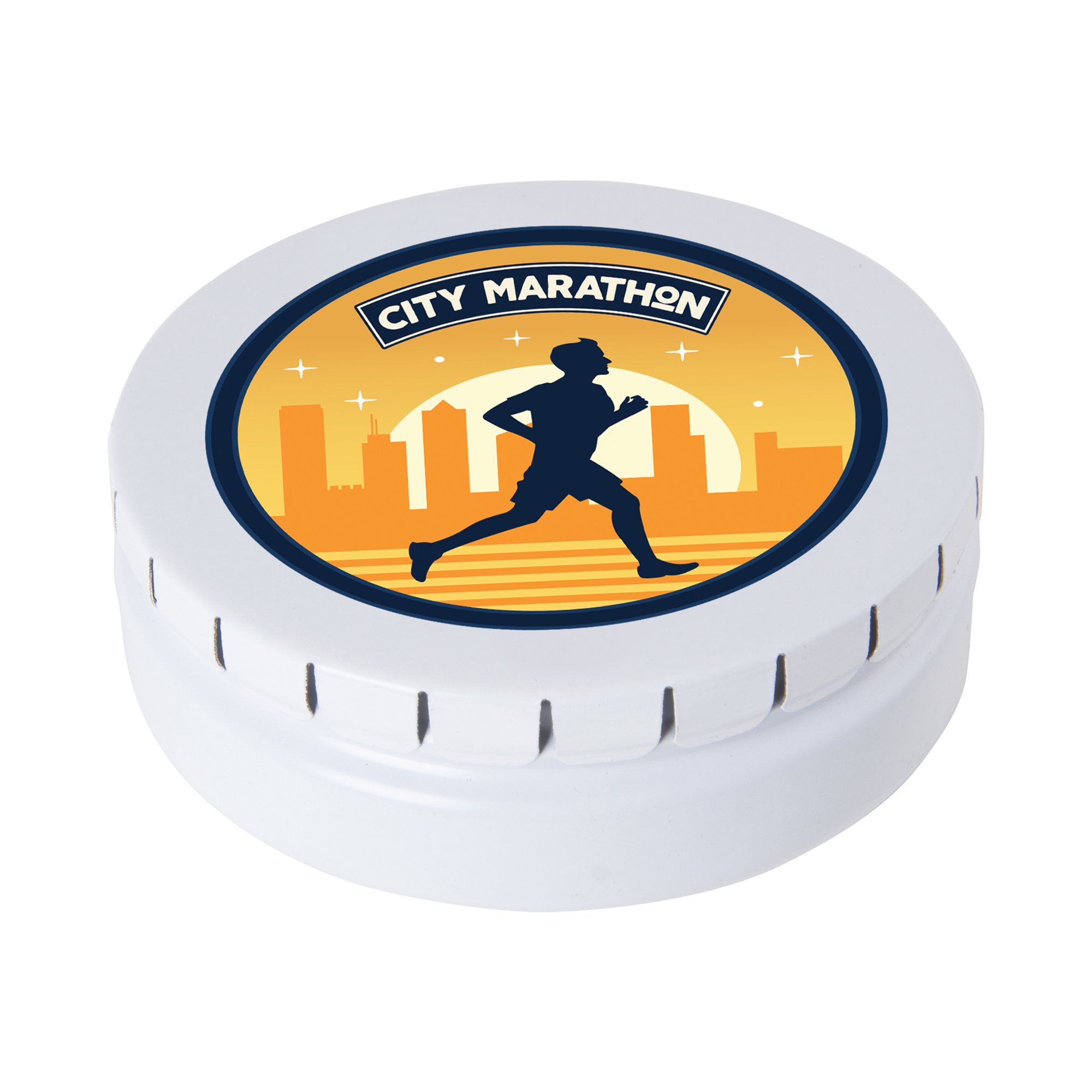 Large round click tin with dextrose mints