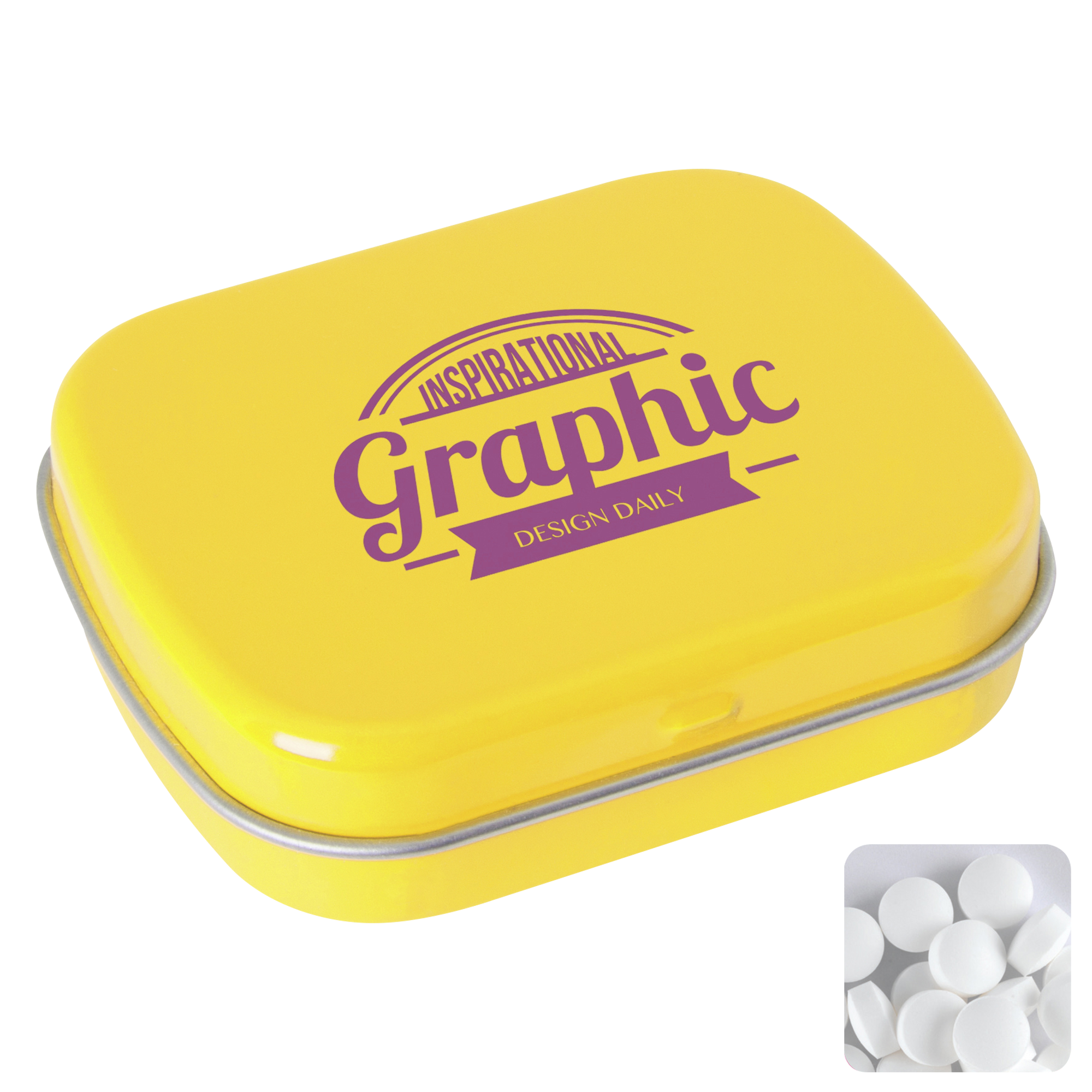 Picture of Flat hinged tin with dextrose mints