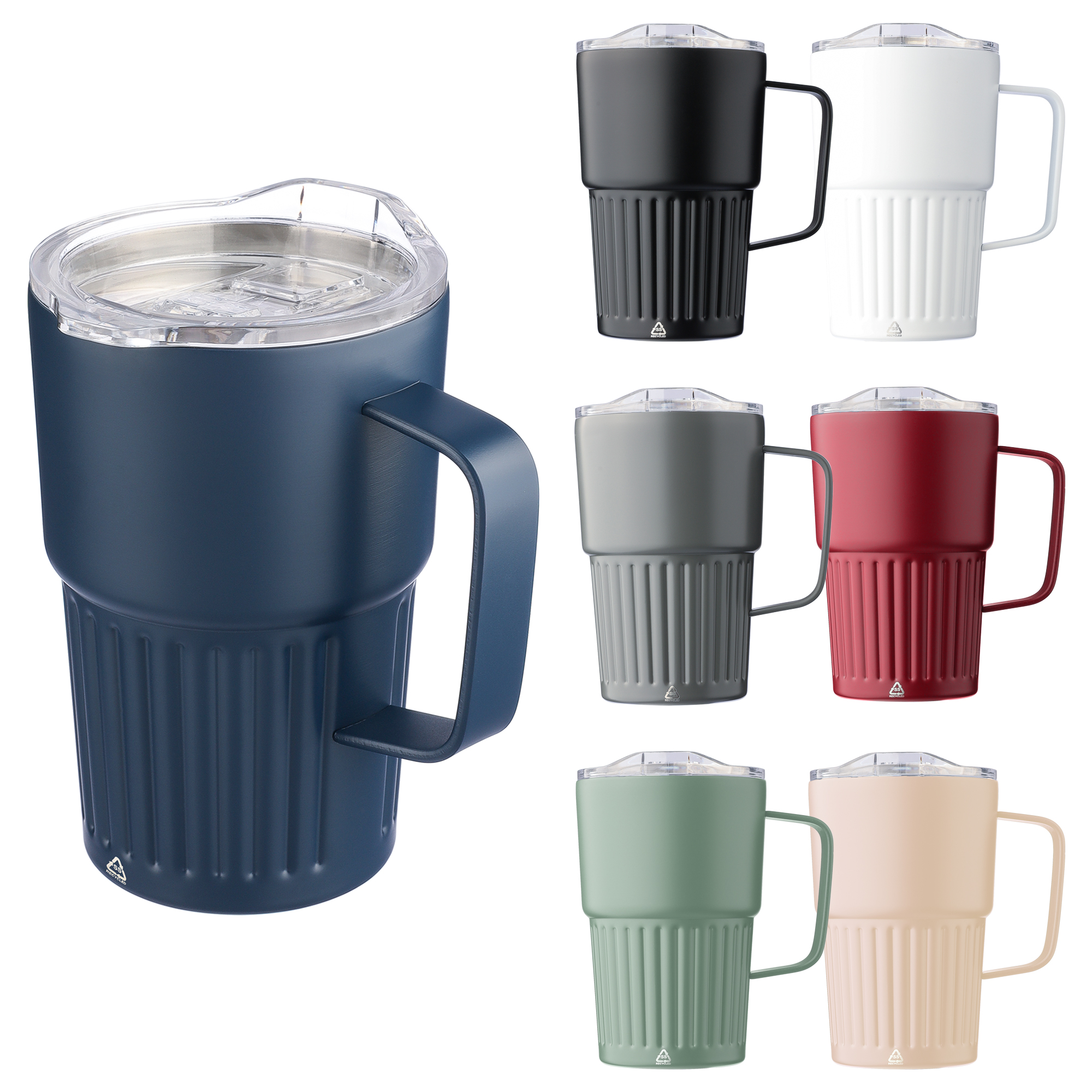Recycled stainless steel double walled travel mug (450ml)