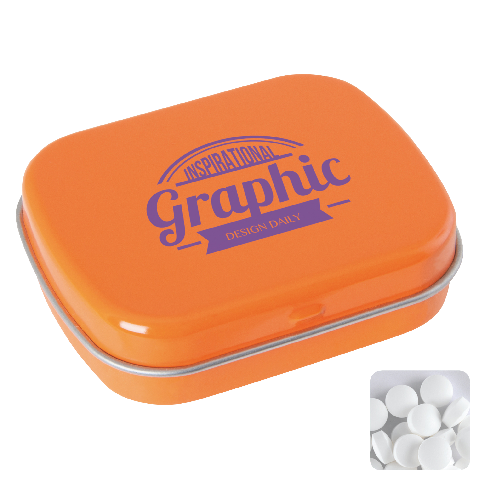 Picture of Flat hinged tin with dextrose mints