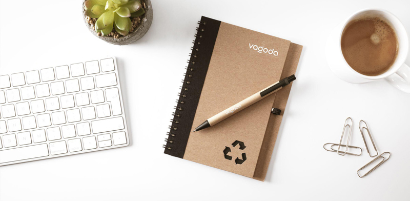 Recycled notebook and pen (approx A5) 263642_001 (Black)