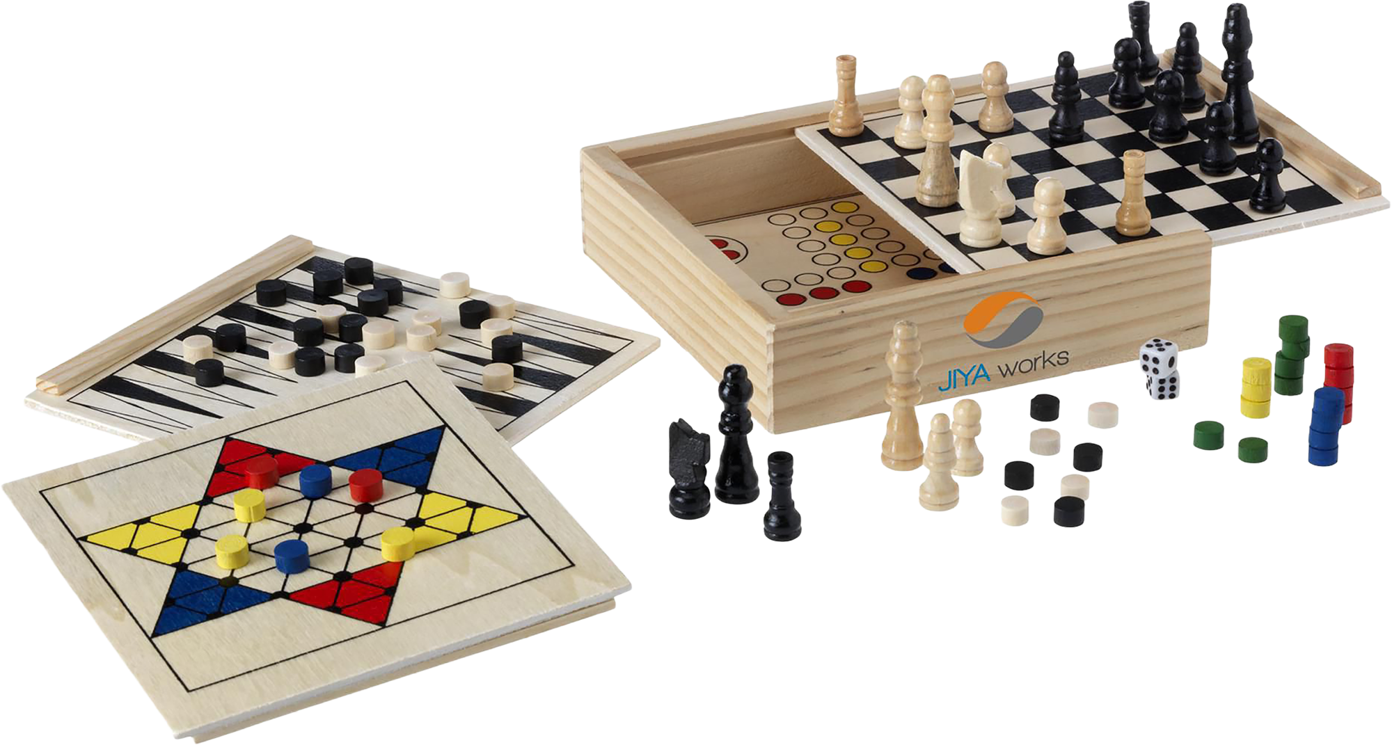 Picture of Wooden 5-in-1 game set
