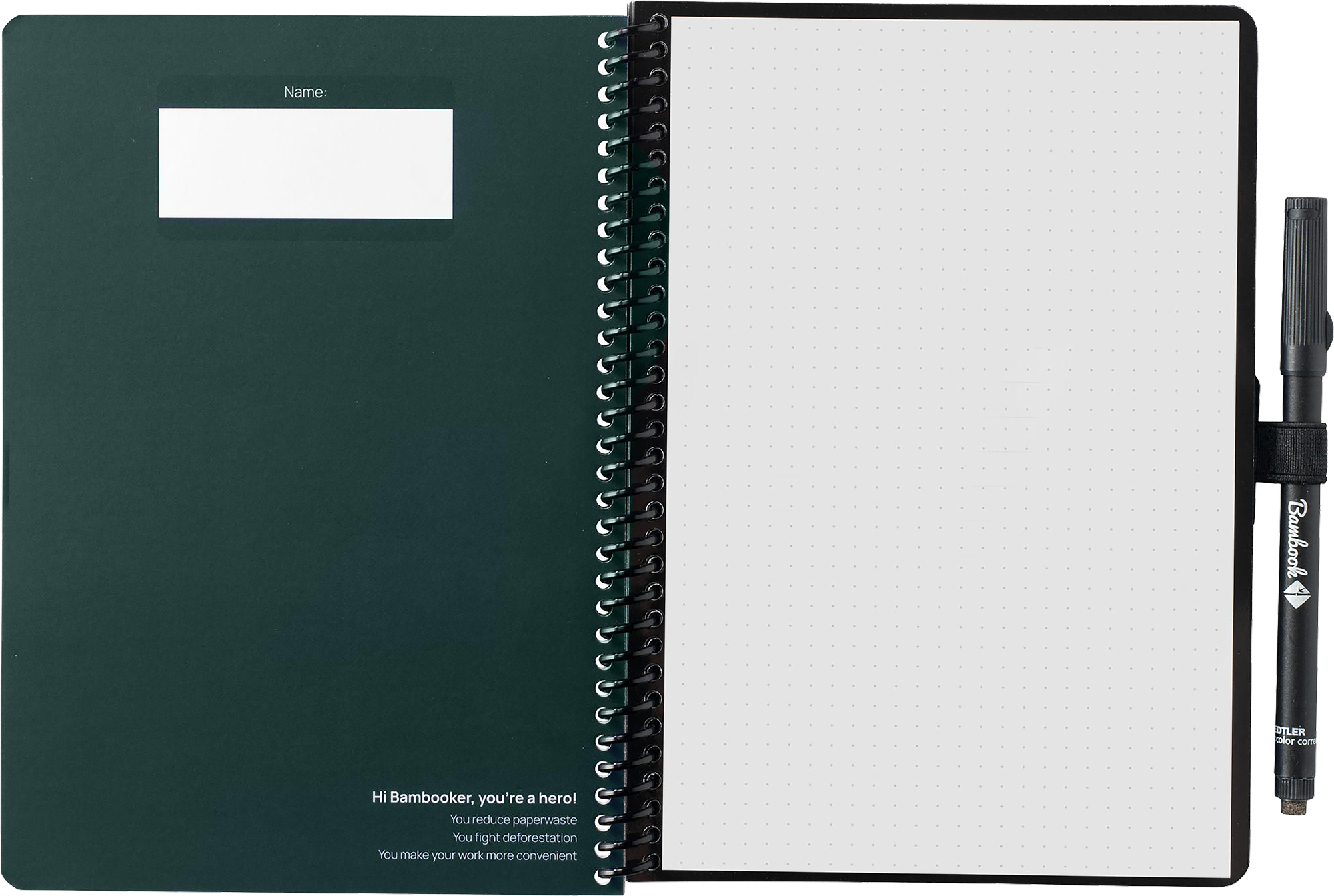 Picture of Bambook notebook with dot grid paper & pen loop (approx. A5)