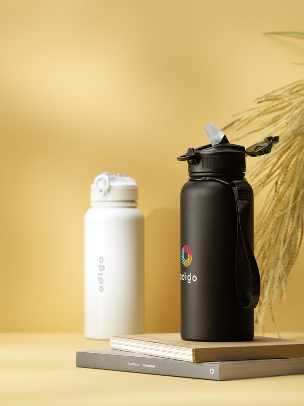 Recycled stainless steel double walled bottle (900ml) 263334_001 (Black)