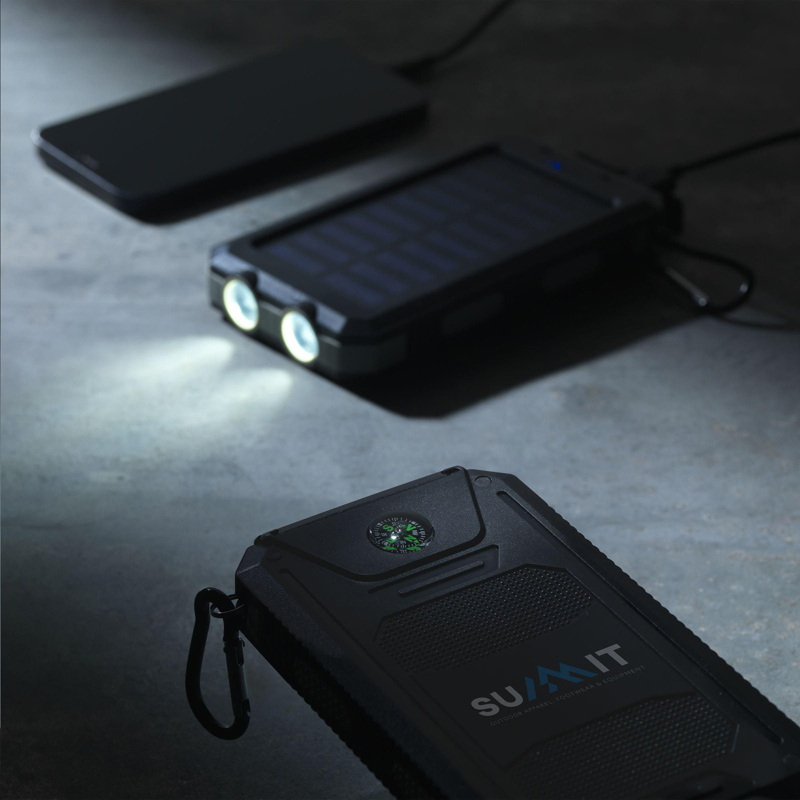 Recycled ABS solar power bank (8,000mAh) 262361_086 (Black/grey)