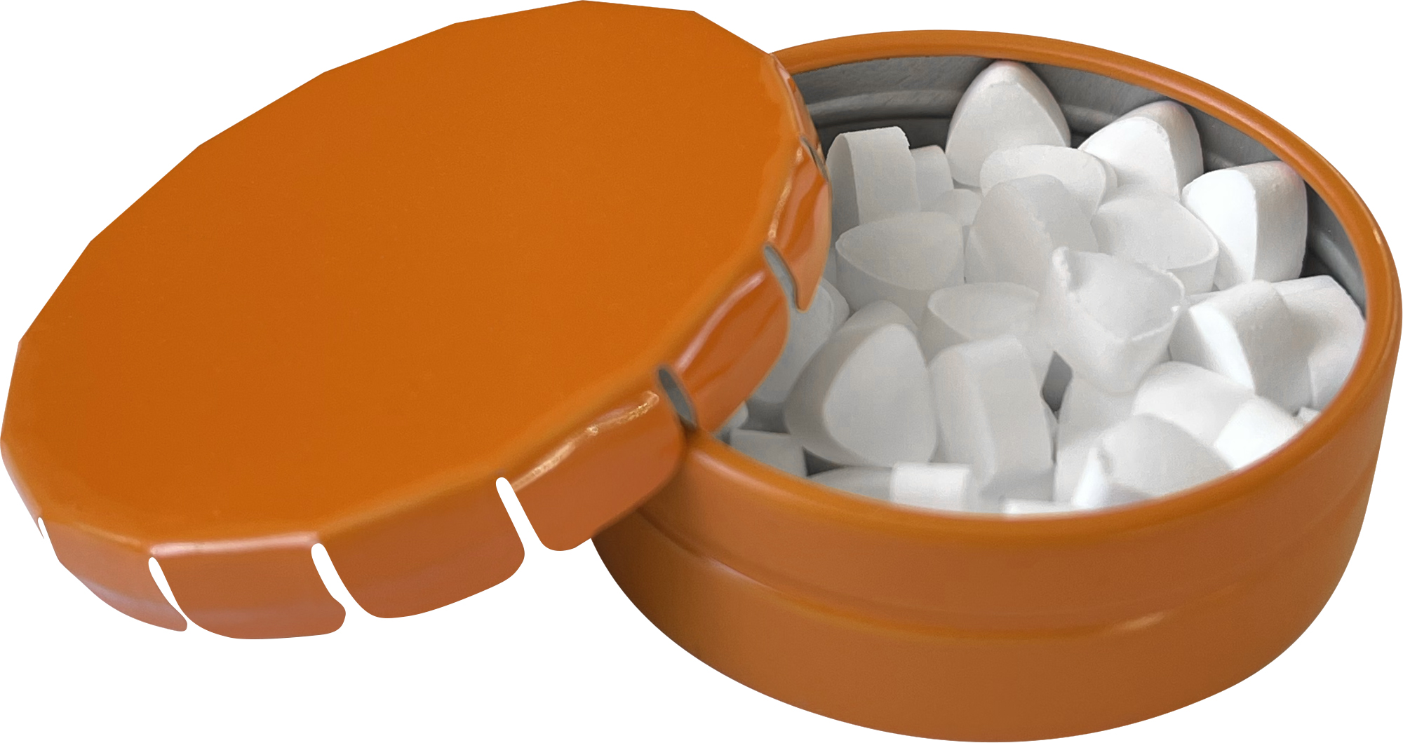 Round click tin with sugar free mints