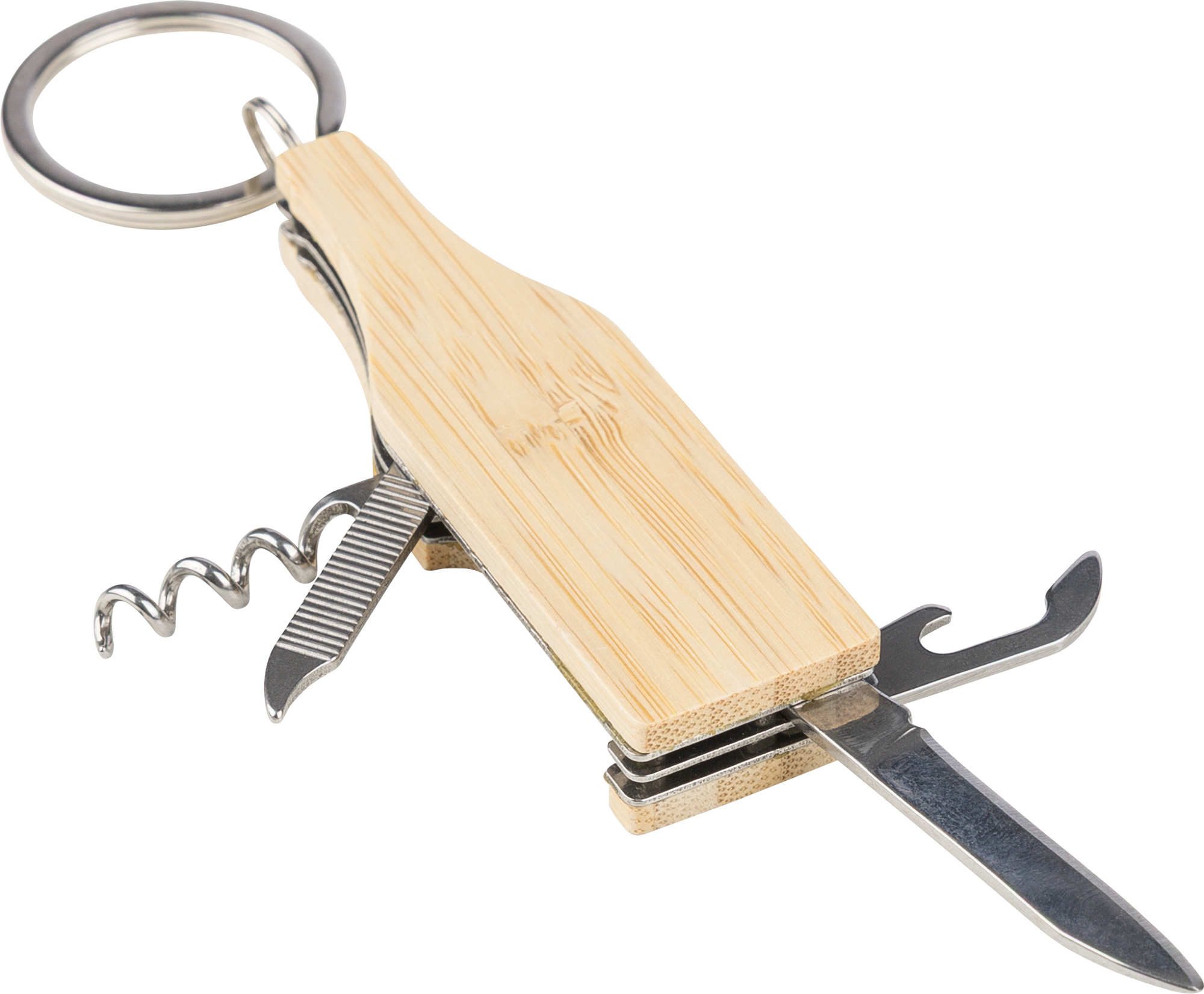 Bamboo multi tool keychain