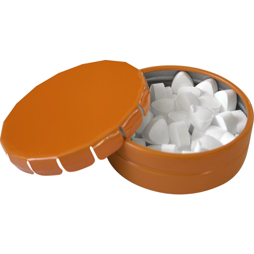 Round click tin with sugar free mints