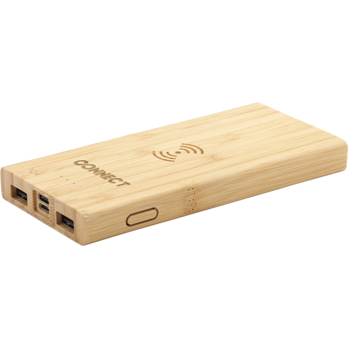 Bamboo wireless charger & power bank (8,000 mAh)