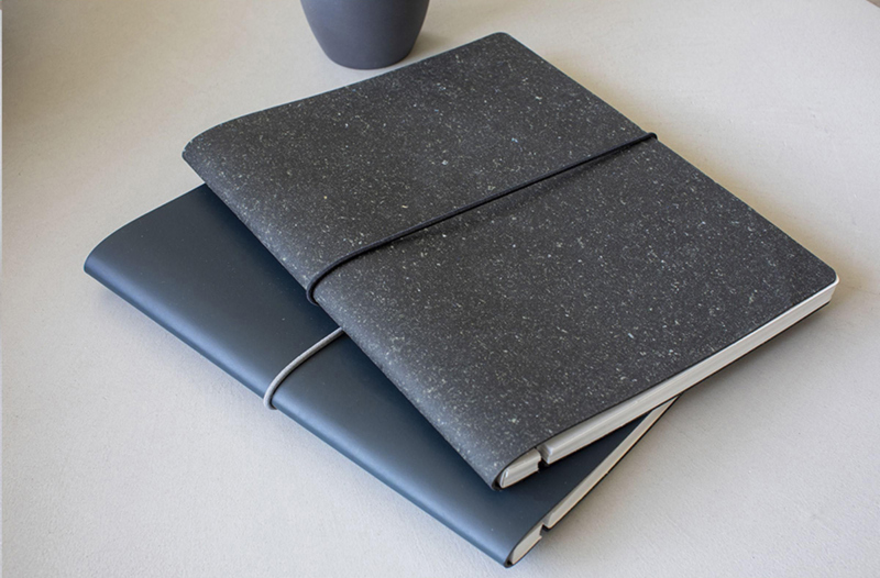 Made recycled leather notebook (approx. A5) 269139_307 (Dark blue)
