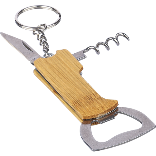 Bamboo bottle opener keyring